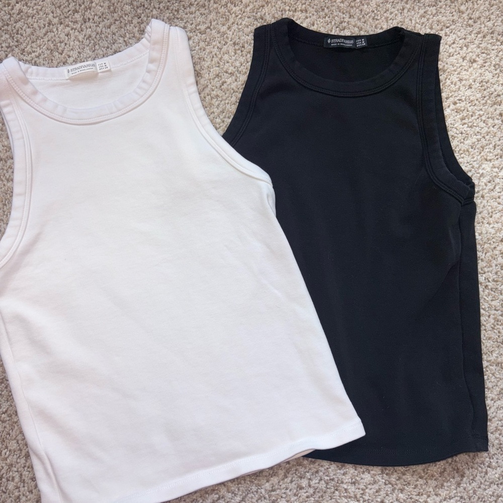 Stradivarius Tank Tops - Classic Black and White
